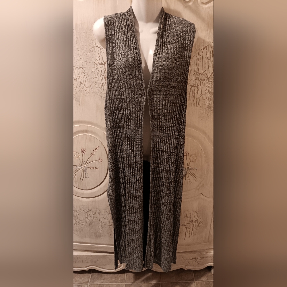 Libian Long Knit Grey Vest